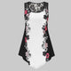 ROSEGAL Plus Size Lace Panel Floral Cropped Tank Tops Summer Scoop Neck Sleeveless Long T-shirts Camis Women Clothes 5XL