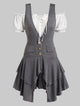 Plus Size Off The Shoulder Blouse And Plunge Layered Tank Top Set Ruffles Lace up Long Shirt Short Sleeve Two Pieces Top