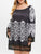Plus Size Off The Shoulder Tribal Print Dress Long Sleeves Knee-Length Straight Shirt Dresses Women Sexy Lace Dress 2019