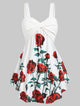 ROSEGAL Plus Size Rose Floral Print Flare Camis Sweetheart Collar Sleeveless Casual Women Summer Top 2019 Elegant A-line Tops