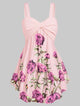 ROSEGAL Plus Size Rose Floral Print Flare Camis Sweetheart Collar Sleeveless Casual Women Summer Top 2019 Elegant A-line Tops