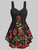 ROSEGAL Plus Size Rose Floral Print Flare Camis Sweetheart Collar Sleeveless Casual Women Summer Top 2019 Elegant A-line Tops