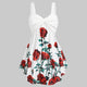 ROSEGAL Plus Size Rose Floral Print Flare Camis Sweetheart Collar Sleeveless Casual Women Summer Top 2019 Elegant A-line Tops
