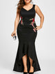 ROSEGAL Plus Size Sleeveless Party Mermaid Dress Embroidery Maxi Dress Sexy Black V Neck Dress Elegant Party Dresses Vestidos
