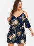 Plus Size Women Floral Jumpsuits Flower Cami Romper Casual Streetwear Sexy High Wasit Women Summer Playsuits 2019
