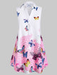 ROSEGAL Tank Tops Plus Size Sleeveless Longline Butterfly Print Graphic Shirt Collar Tops V-Neck Women Summer Long Tanks 5XL
