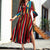 Rainbow Striped Bow Long Dress Women Fashion Split Hem Slim A-line Dresses Spring Autumn Ladies Elegant Party Dress High Quality