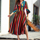 Rainbow Striped Bow Long Dress Women Fashion Split Hem Slim A-line Dresses Spring Autumn Ladies Elegant Party Dress High Quality