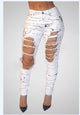 Ripped Jeans for Women 2018 New Mid-waist Hole Chain Jeans Paint Pants Skinny Destroyed Pants Hole Trousers Stretch Jeans