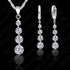 Romantic 925 Sterling Silver Link Chain Crystal  Pendant Jewelry Set  For Women Choker Wedding  Jewelry Set