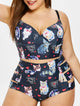 Cat Print Plus Size Valentine Women Set Summer Beachwear Padded Wire Free Crop Top High Waist Briefs Two Piece Sets 2019