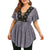 Insert Lace Up Plus Size T-Shirt Casual V-Neck High Waist Vintage Tops Lace Big Size Women Summer Long Tees 2019
