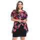 Layered Chiffon Dress Party Mini Bodycon Dress Plus Size Women Short Sleeve Flower Floral Dress Female Vestido On Sale