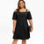 Plus Size Cold Shoulder Half Sleeve Dress A-Line Cold Shoulder Solid Black Dress Casual Simple style