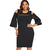 Plus Size Cold Shoulder Mesh Panel Knee Length Dress Women O Neck 3/4 Sleeves Bodycon Dresses Office Lady Dress Vestidos