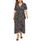 Plus Size Dress Fashion Sexy Floral Print Knot Split Short Sleeve V Neck A-Line Maxi Dress Long Bodycon Summer Dress