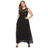 Plus Size Dress Women Summer Fashion Sequin Applique Lace Evening Party Dress Sleeveless Micro-elastic A-Line Dress 5XL