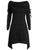 Plus Size Dress Women Vestido Red Black T-shirt Dress Casual Off Shoulder Long Foldover Collar Ruched Dresses Robe Femme