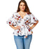 Plus Size Floral Belted Surplice Peplum Blouses Shirts Women Blouses Sexy V Neck Flare Sleeve Beach Chiffon Ladies Tops
