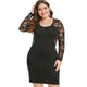 Rosegal Plus Size Floral Lace Insert Sexy Mesh Insert Women Dress Black Long Sleeve Bodycon Pencil Dresses Party Mini Vestidos