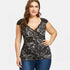 Rosegal Plus Size Floral Lace Two-Tone Tank Top Summer V Neck Ruch Shoulder Cap Sleeve Women Tanks Ladies Tops Big Size Clothes
