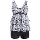 Plus Size Flounce Printed Two Piece Set Summer Beachwear Adjustable Shoulder Straps High Waist Women Set Bathing Suit
