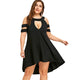 Plus Size Keyhole Neck High Low Hem Dress A-Line Keyhole Neck Black Sexy Club Party Dress Short Sleeves Summer Vestidos