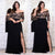 Plus Size Lace Applique Floor Length Dress Women Elegant Off The Shoulder 3/4 Sleeves A-Line Dress Vestido Party Dresses