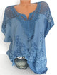 Plus Size Lace Crochet Embroidered Blouse Short Sleeve V-Neck Casual Women Tops Summer Sexy Floral Print Shirts 2019
