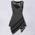 Rosegal Plus Size Lace Insert Cut Out Asymmetric Tank Top Women Clothing Summer Round Collar Sleeveless Tops Big Size Pullovers