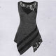 Rosegal Plus Size Lace Insert Cut Out Asymmetric Tank Top Women Clothing Summer Round Collar Sleeveless Tops Big Size Pullovers