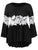 Plus Size Lace Panel Contrast High Low Blouse Women Tops Casual O Neck Flare Sleeve Fall Blouses Female Ladies Clothes