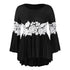 Plus Size Lace Panel Contrast High Low Blouse Women Tops Casual O Neck Flare Sleeve Fall Blouses Female Ladies Clothes