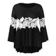 Plus Size Lace Panel Contrast High Low Blouse Women Tops Casual O Neck Flare Sleeve Fall Blouses Female Ladies Clothes