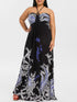 Rosegal Plus Size Maxi Dress Women Halter Printed High Waist Dress A-Line Sleeveless Sexy Long Party Dress Vintage Paisley Print
