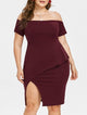 Rosegal Plus Size Off Shoulder Peplum Pencil Dress Women Short Sleeves Bodycon Dress Party Dresses 2019 Fashion Ladies Clothes
