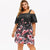 Plus Size Open Shoulder Floral Dress Square Collar Half Sleeves A-Line Dress Women Summer Sexy Holiday Bodycon Dress