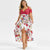 Plus Size Open Shoulder Floral Overlap Maxi Dress Asymmetrical Short Sleeves Cut Out High Waist V-Neck Bohemian Dress