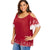 Plus Size Patchwork Scalloped Open Shoulder Two Tone Blouse Summer Women Tops Casual O Neck Half Sleeve Blouses Pullover