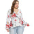 Plus Size Plunging Neck Flared Sleeve Floral Print Blouse Women Tops Fashion Casual Self-Tie Waist Blouses Shirts 2019