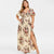 Rosegal Plus Size Plunging Neck Floral Split Maxi Dress High Wasit V-Neck A-Line Dress Summer Bodycon Women Party Dress Robe