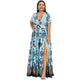 Rosegal Plus Size Printed Maxi Split Dress Bohemian Beach Party Maxi Dress Vintage Elegant High Wasit V-Neck Summer Bodycon Robe
