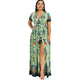 Rosegal Plus Size Printed Maxi Split Dress Bohemian Beach Party Maxi Dress Vintage Elegant High Wasit V-Neck Summer Bodycon Robe