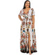 Rosegal Plus Size Printed Maxi Split Dress Bohemian Beach Party Maxi Dress Vintage Elegant High Wasit V-Neck Summer Bodycon Robe