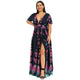 Rosegal Plus Size Printed Maxi Split Dress Bohemian Beach Party Maxi Dress Vintage Elegant High Wasit V-Neck Summer Bodycon Robe