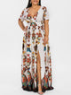 Rosegal Plus Size Printed Maxi Split Dress Short Sleeves Bohemian Beach Style Floor-Length Maxi Dress Bodycon Long Party Dress