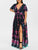 Rosegal Plus Size Printed Maxi Split Dress Short Sleeves Bohemian Beach Style Floor-Length Maxi Dress Bodycon Long Party Dress