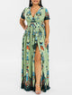 Rosegal Plus Size Printed Maxi Split Dress Short Sleeves Bohemian Beach Style Floor-Length Maxi Dress Bodycon Long Party Dress