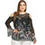 Plus Size Sheer Bell Sleeve Cold Shoulder Blouse Women O Neck Long Sleeves Lace Floral Print Blouses Shirts Ladies Tops