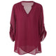 Plus Size Split-Neck Adjustable Sleeve Blouse Casual Solid V Neck Long Sleeve Blouses Women Tops Fashion Lady Clothes